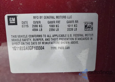 2016 Chevrolet Malibu Limited Ltz from USA, damaged, VIN 1G11E5SA6GF103304